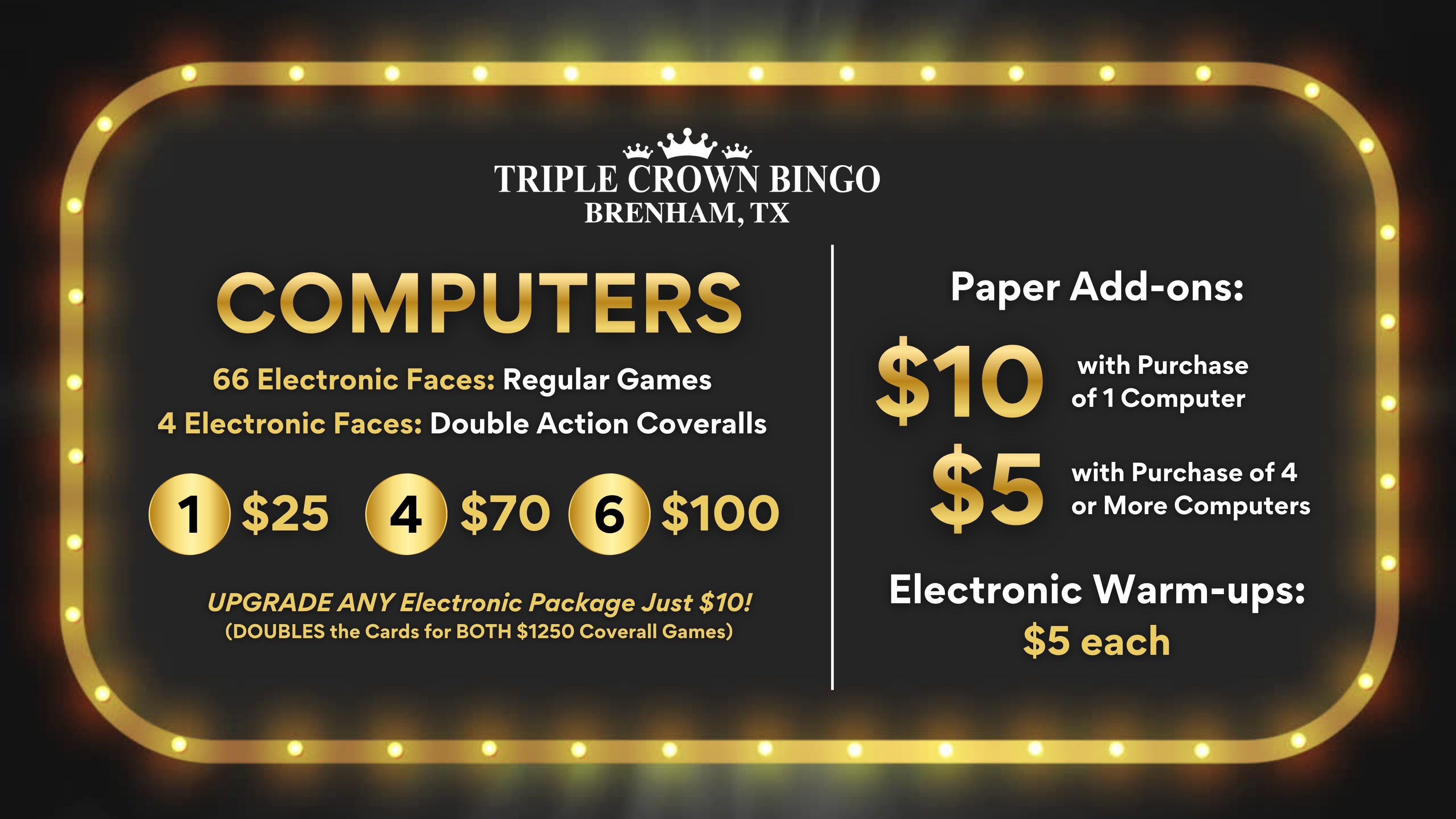 Brenham Fri, Sat, Sun pricing details