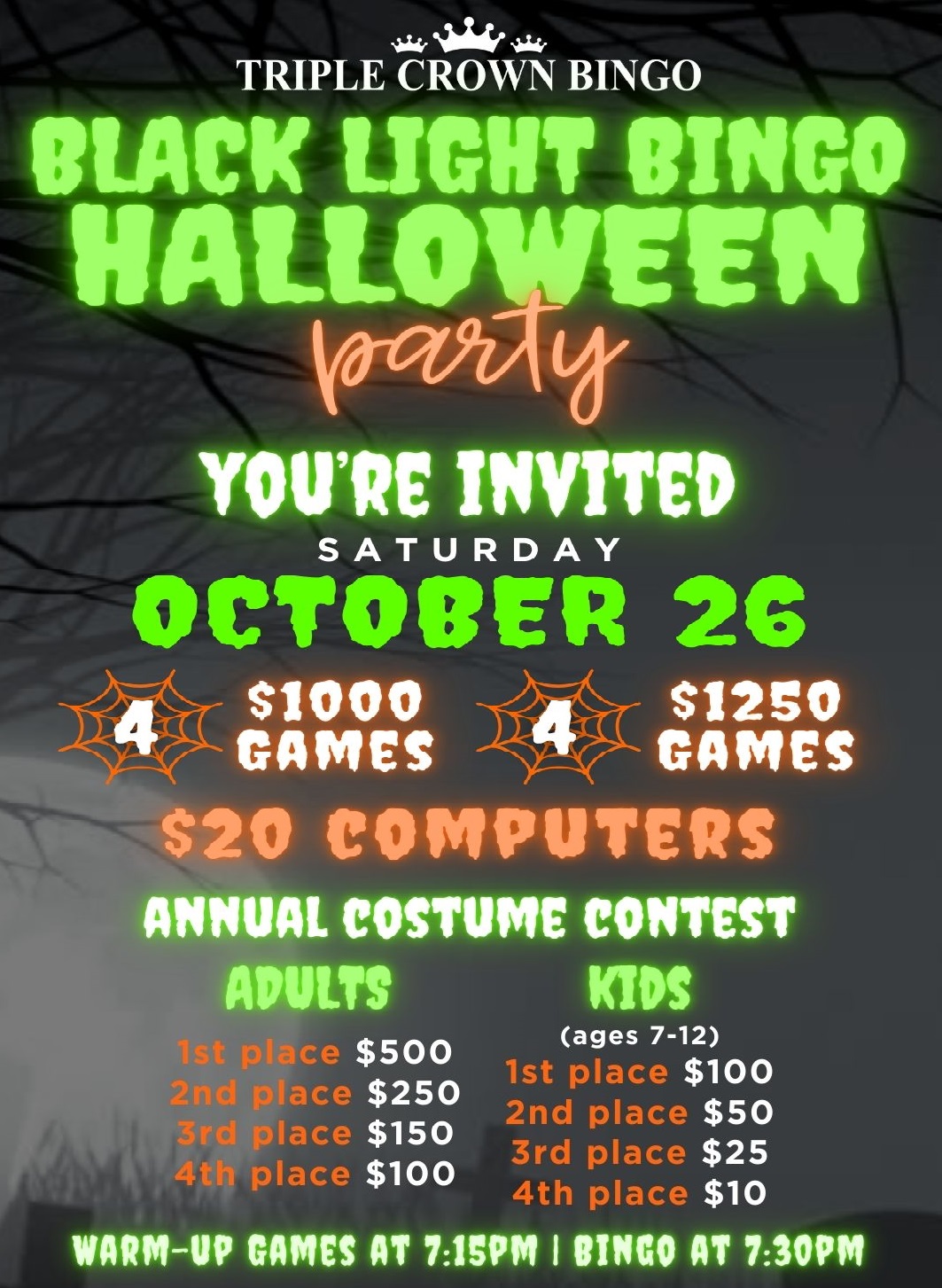 Black light bingo night at Jones Road
