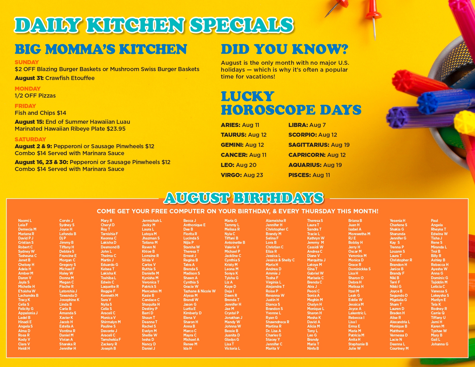 TCB-humble-kitchen specials birthdays