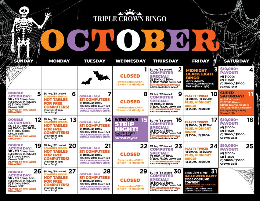 TCB Monthly calendar