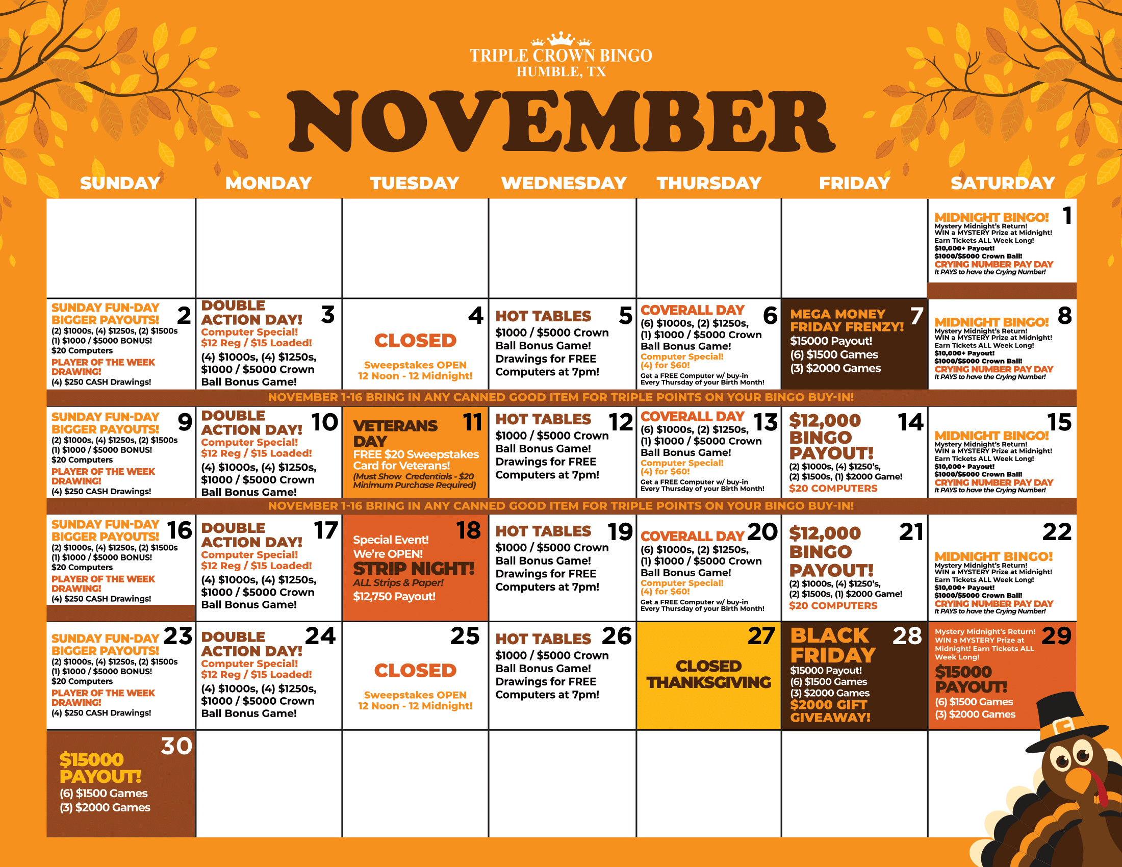 TCB Monthly calendar