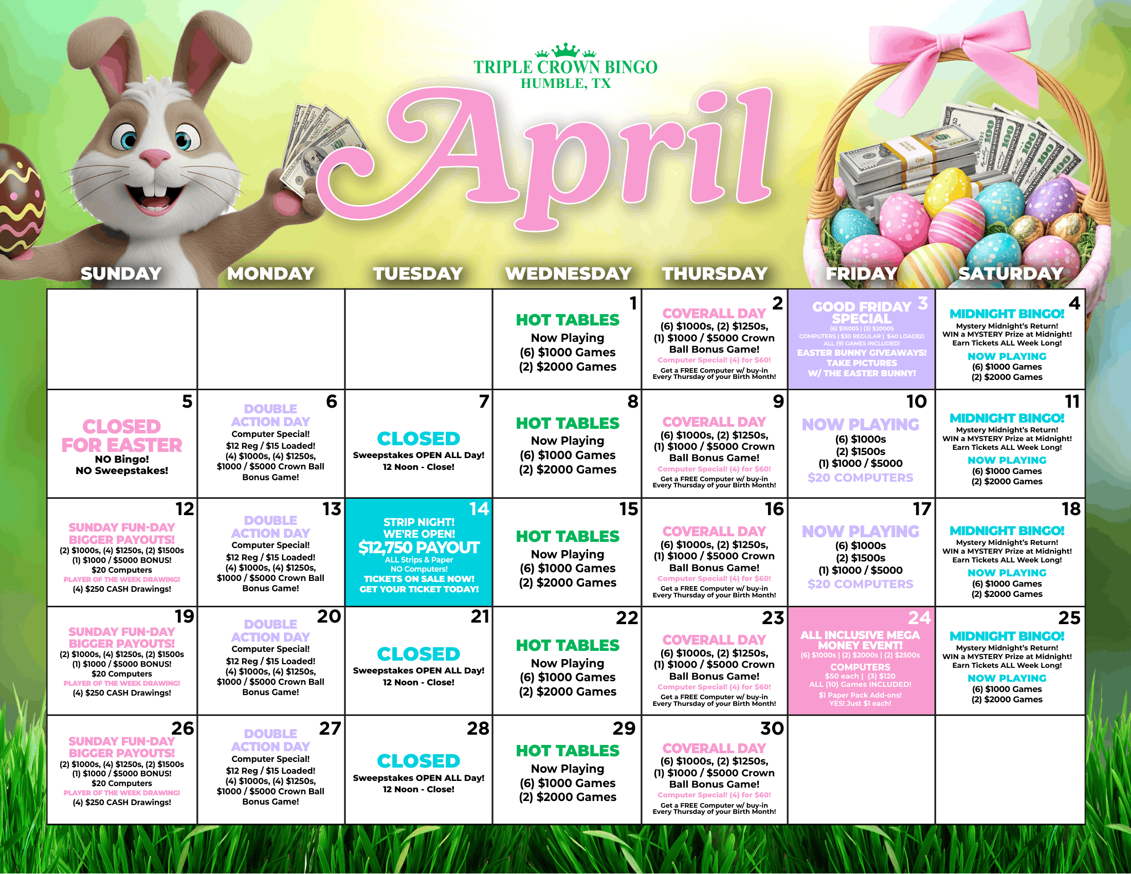 TCB Monthly calendar