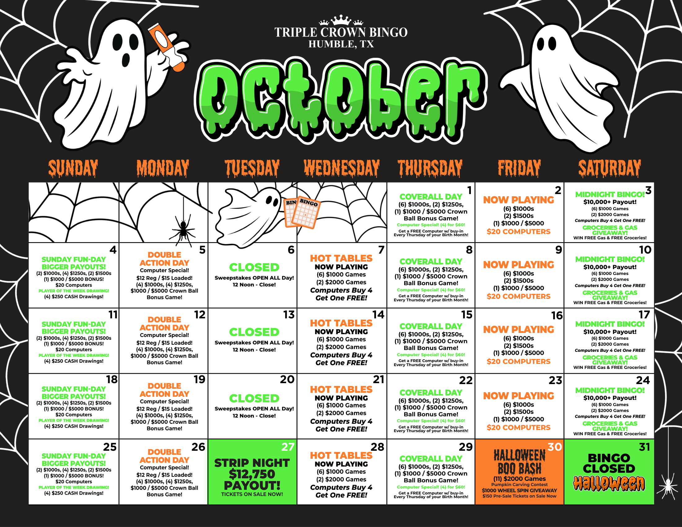 TCB Monthly calendar
