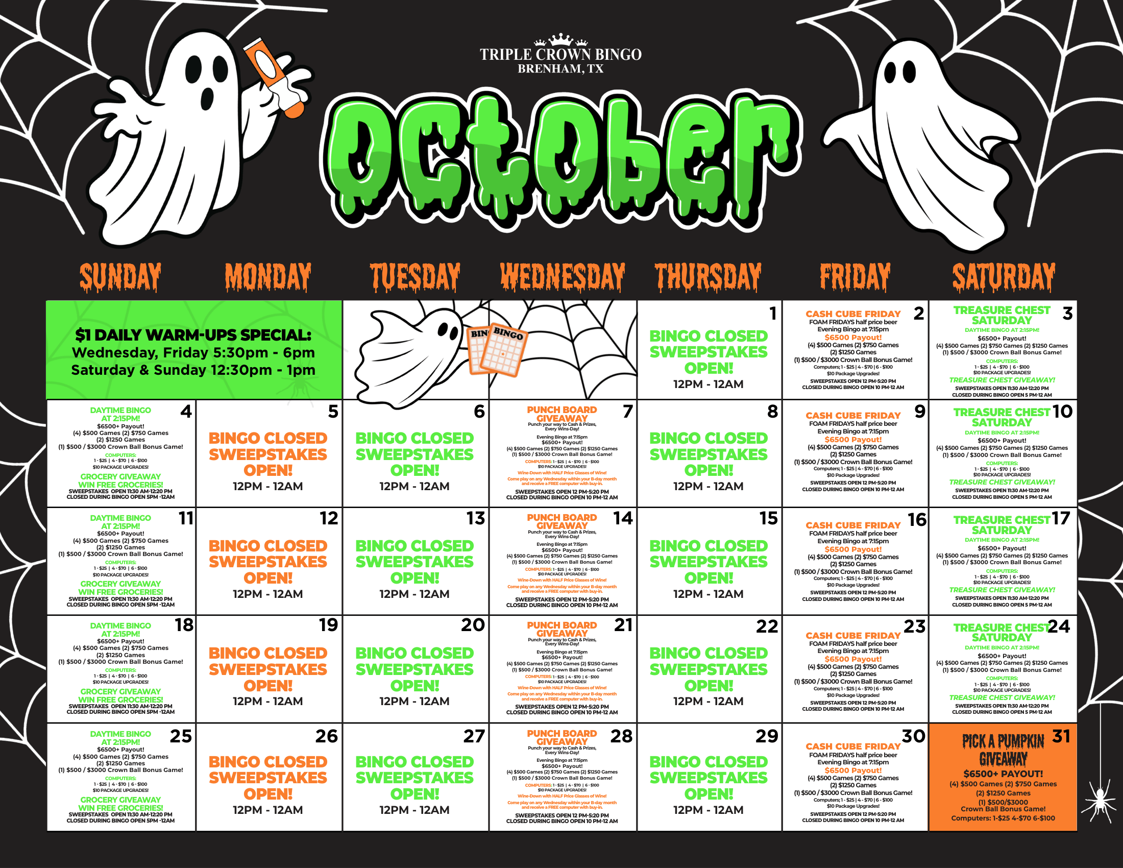 TCB Monthly calendar