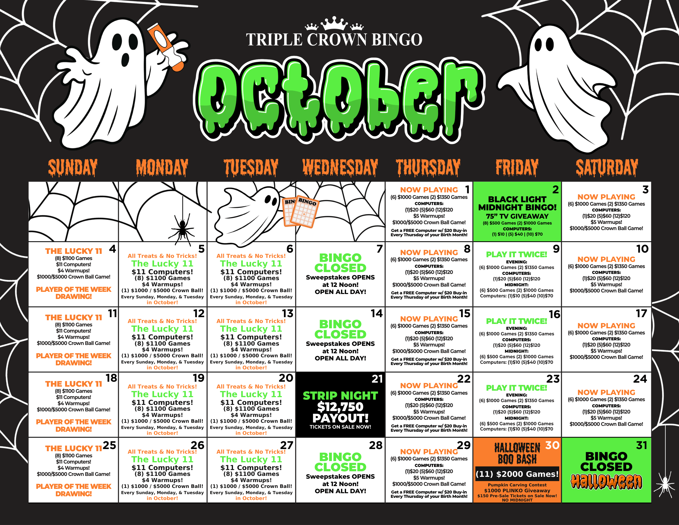 TCB Monthly calendar